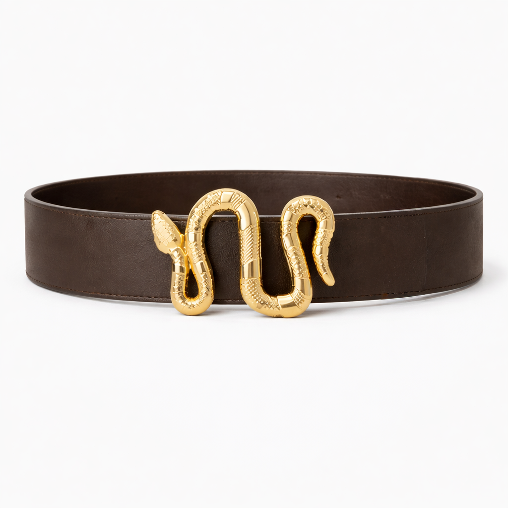 Women’s Brown Belt with Gold Snake Buckle