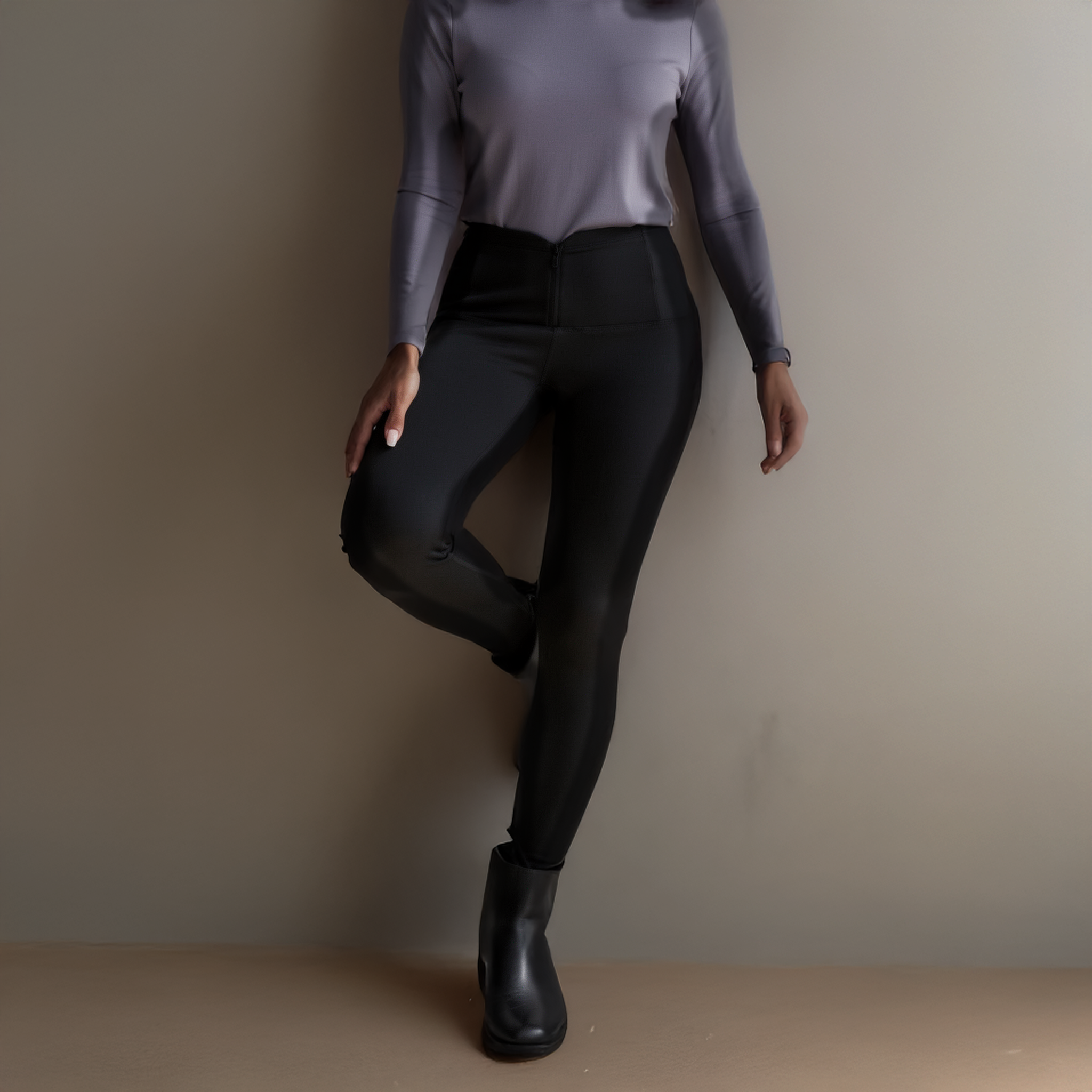 High-rise black sculpting leggings for women made from soft stretch fabric, designed for a sleek and supportive everyday fit
