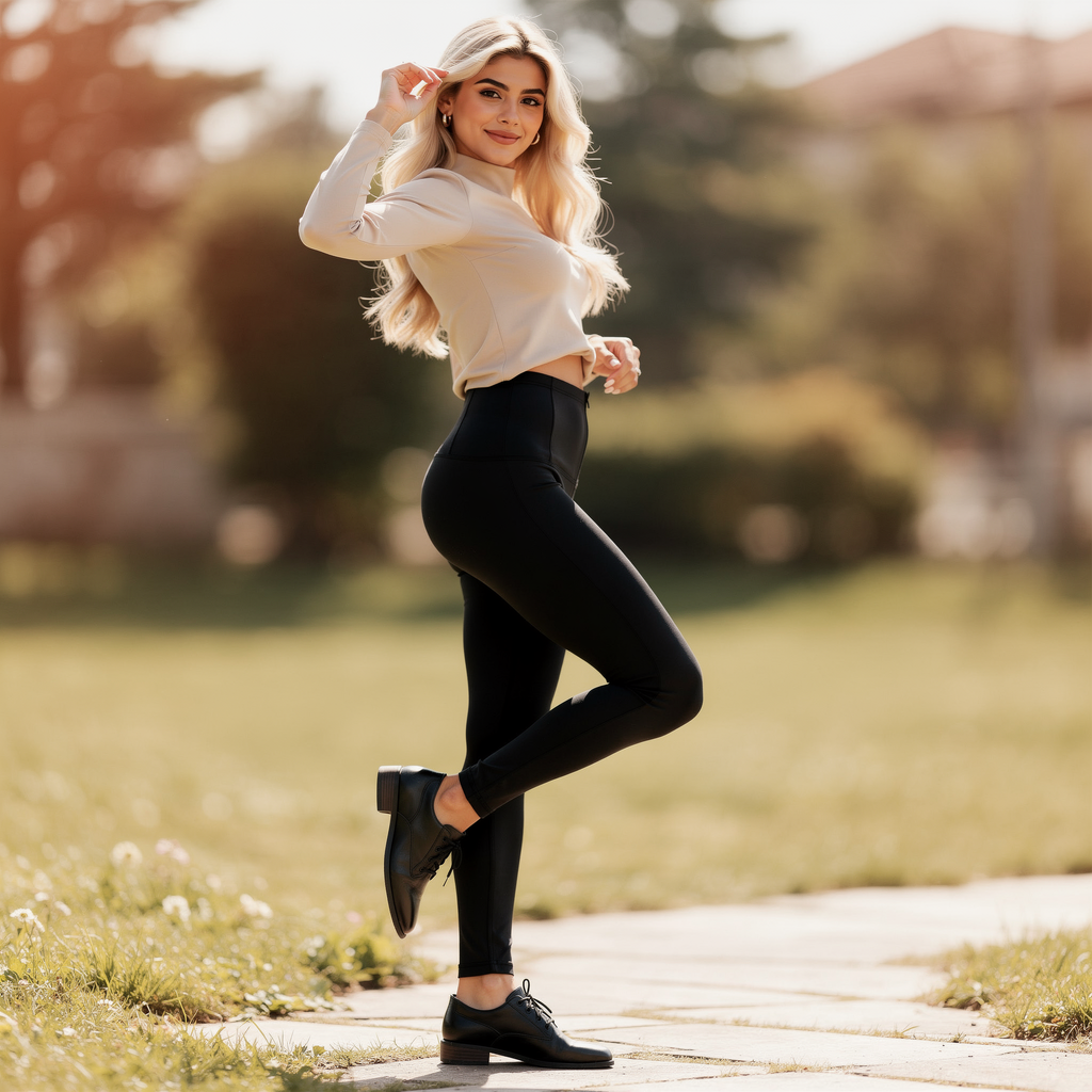 High-rise black sculpting leggings for women made from soft stretch fabric, designed for a sleek and supportive everyday fit
