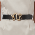 Women’s Black Belt with Gold Snake Buckle