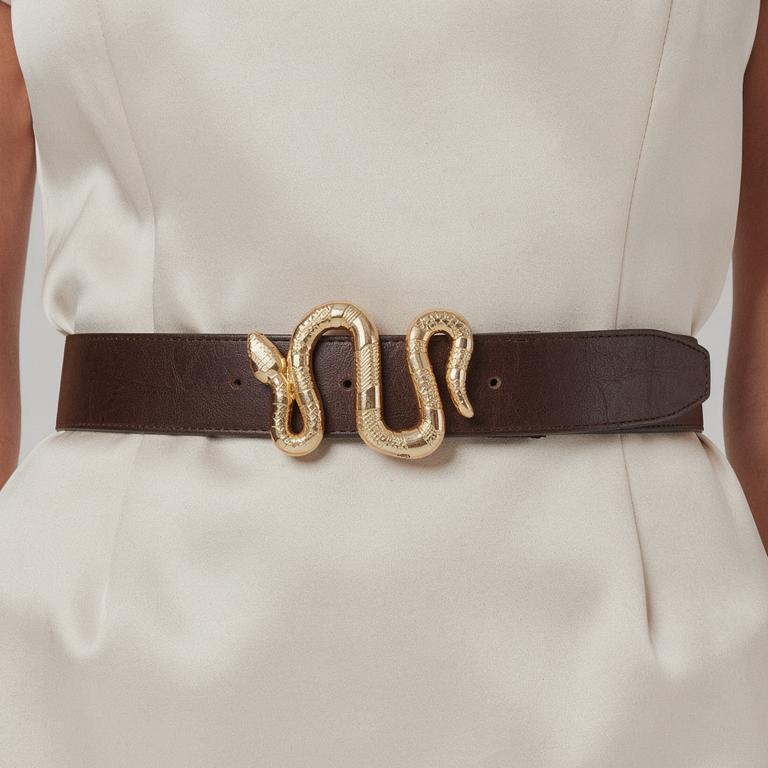 Women’s Brown Belt with Gold Snake Buckle